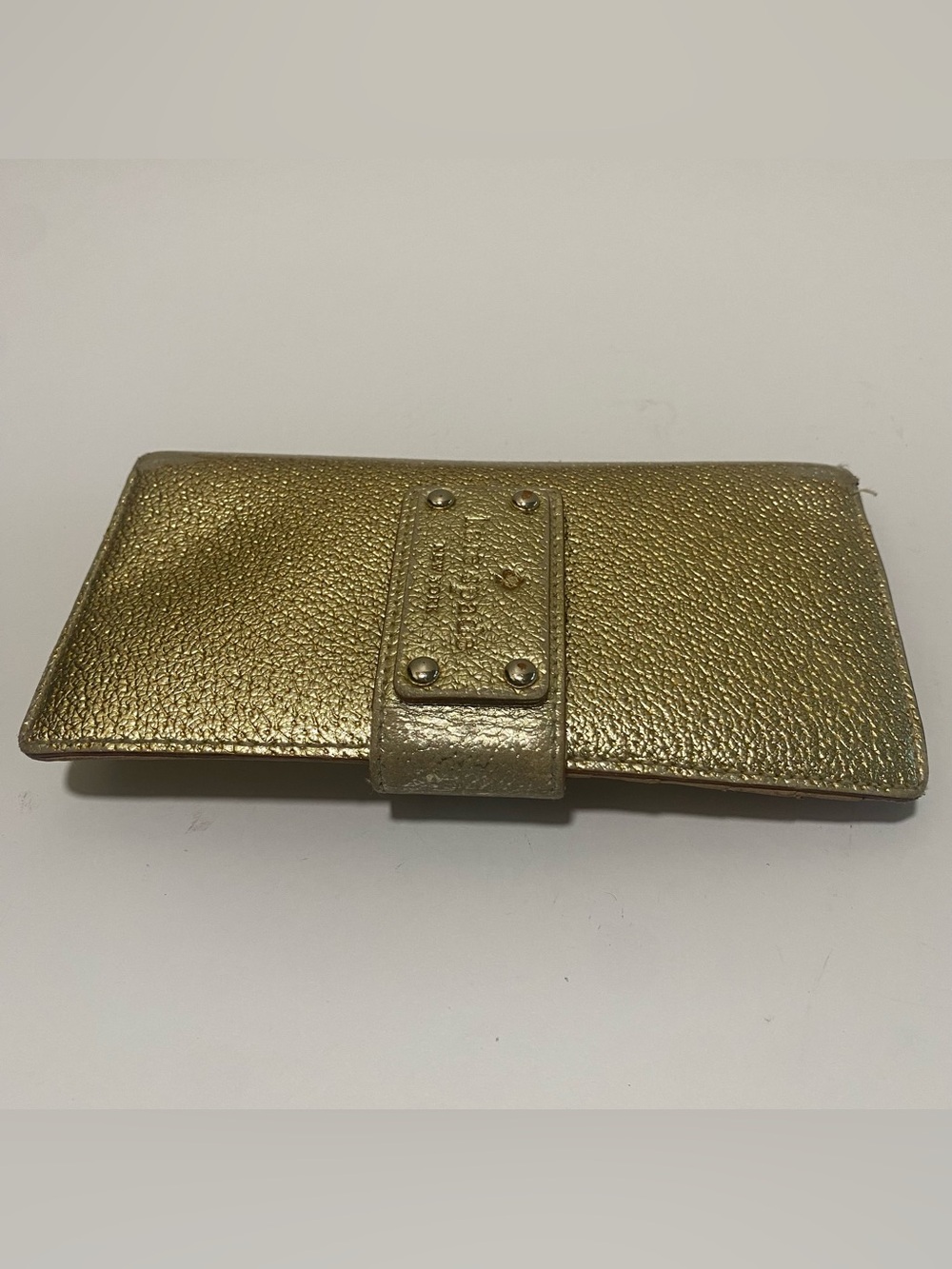 Kate Spade New York Gold Metallic Pebbled Leather Bifold Wallet with Zip Pocket